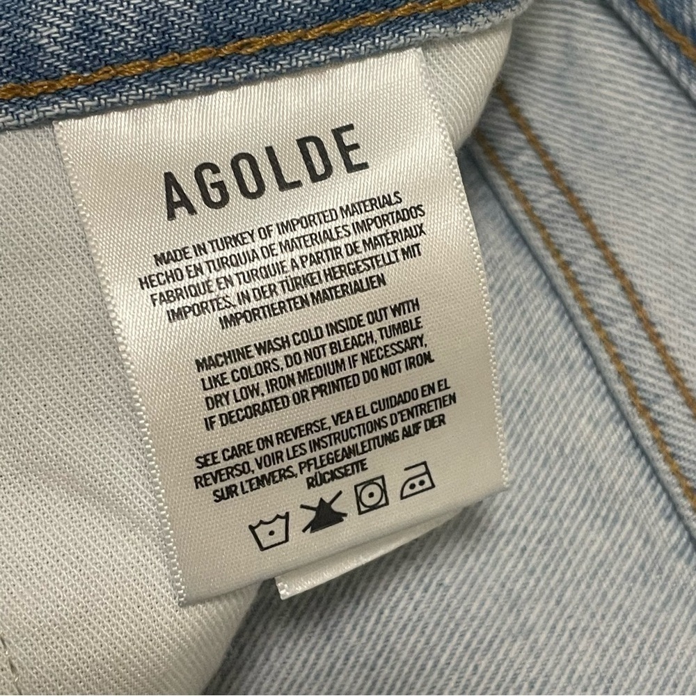Agolde Parker Long Shorts Jinx Cut Off Hi Rise Denim Jean Light Wash Sz 32 NWT - Picture 9 of 13